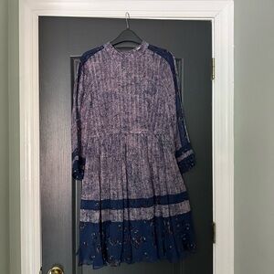 Rebecca Taylor Metallic Blue and Purple Dress Silk Mini Dress | Size 4